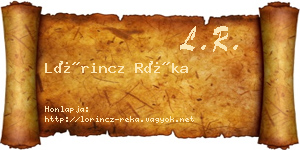 Lőrincz Réka névjegykártya